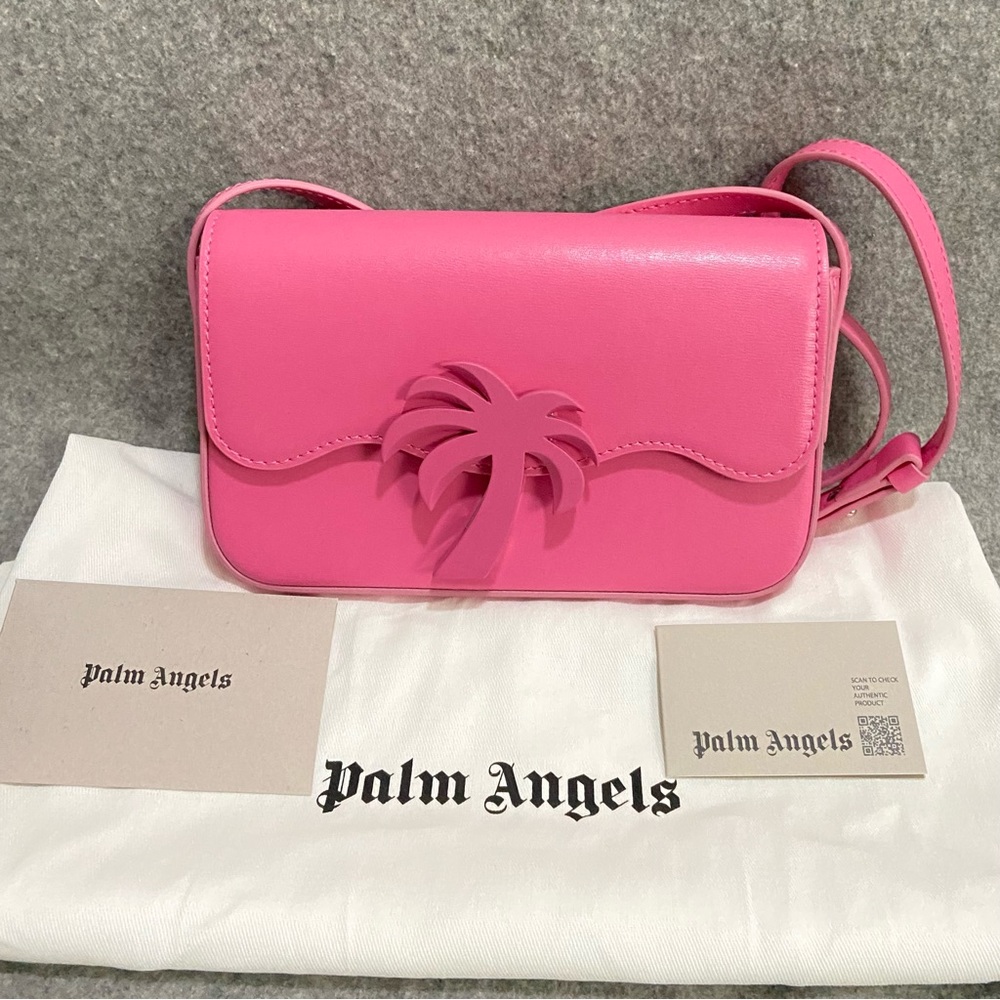 NWT Palm Angles Beach Bridge Flap Palm Buckle Box Calf Leather Bag Pink